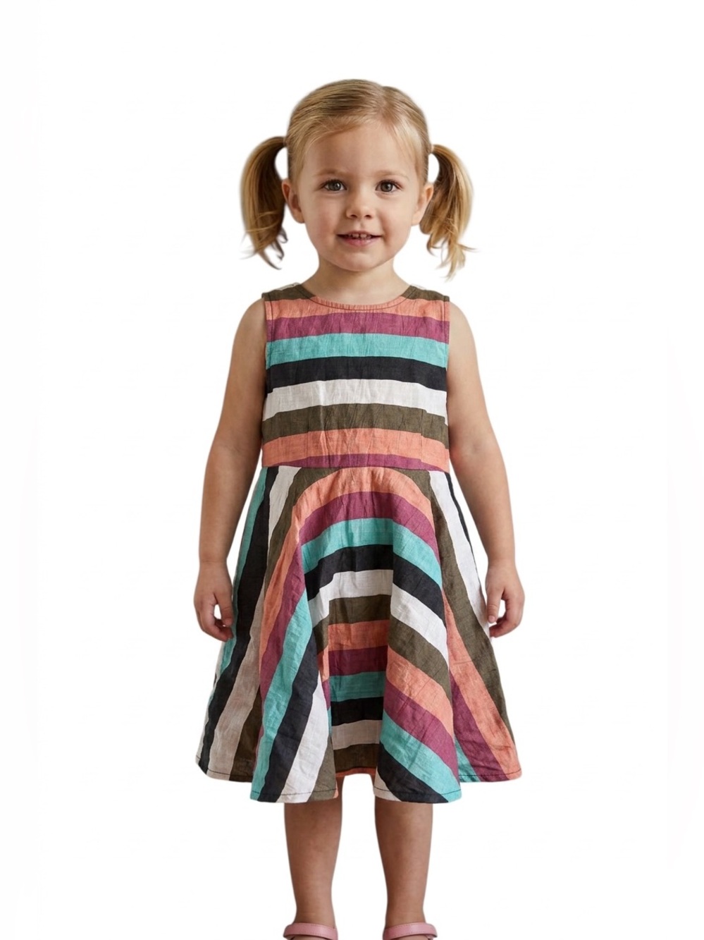 Dreamers Striped Sleeveless Play Dress in multicolor sz4